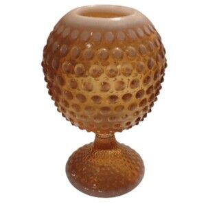 Duncan Miller Opalescent Pink Hobnail Glass Vase Approximately: 7" Vintage